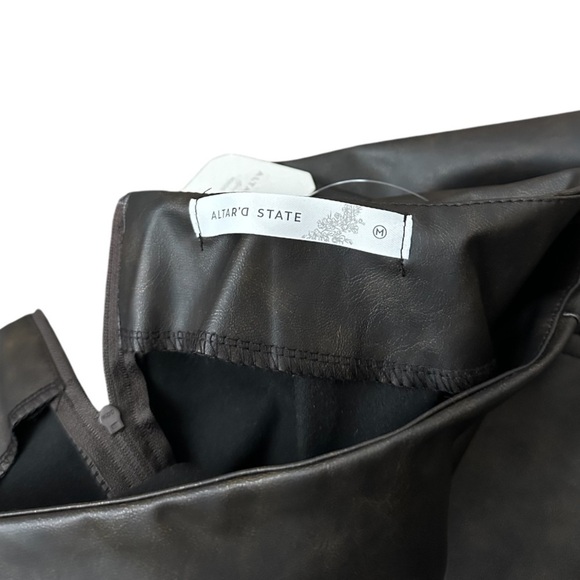 NWT Altare'd State Katarina Distressed Vegan Leather Skirt / Brown / Size M - Picture 10 of 15